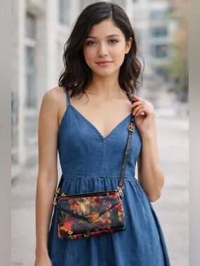 Lodis Floral Genuine Leather Crossbody Bag – New, Unused